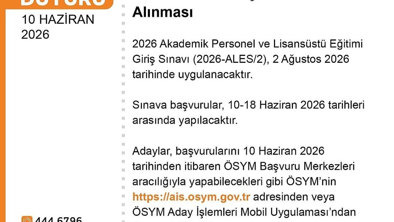 ALES başvuruları başladı