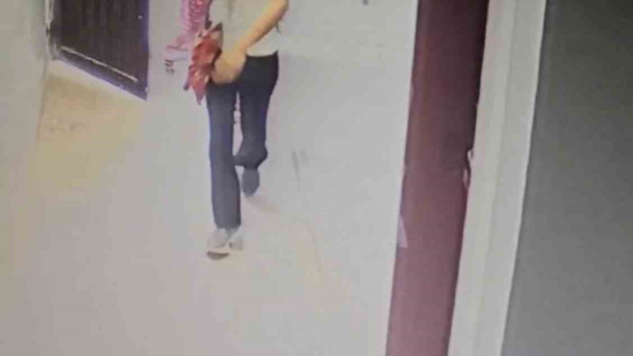 Apartmanın giriş kapısını zorlayan iki şüpheli kamerada