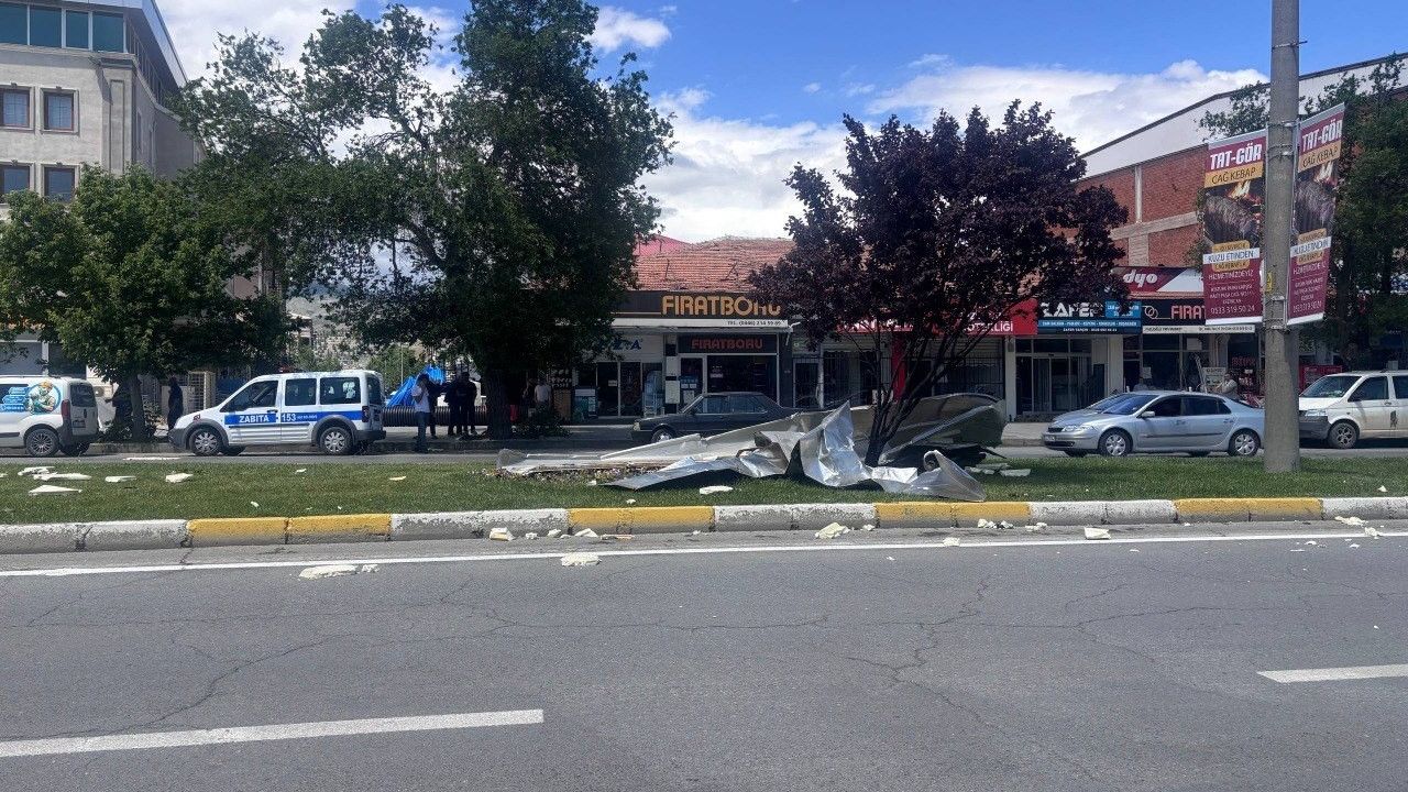 Erzincan’da şiddetli rüzgardan ağaçlar devrildi, çatılar uçtu