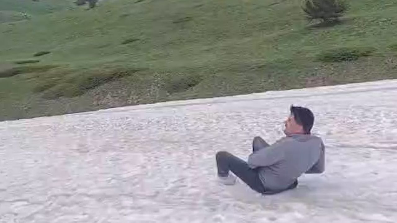 Haziran ayında kar eğlencesi görüntülendi