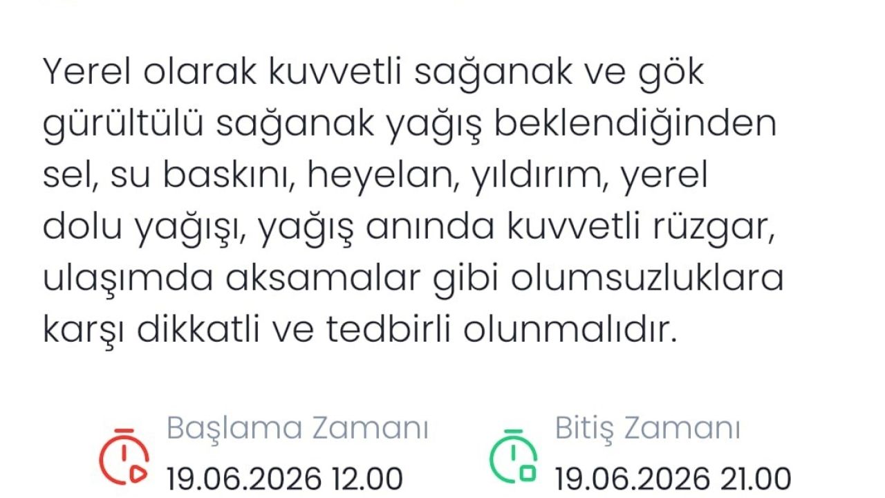 Meteoroloji Denizli için yerel kuvvetli sağanak ve dolu uyarısı yaptı