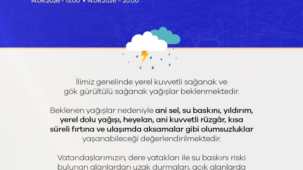 Niğde Valiliği’nden kuvvetli yağış uyarısı