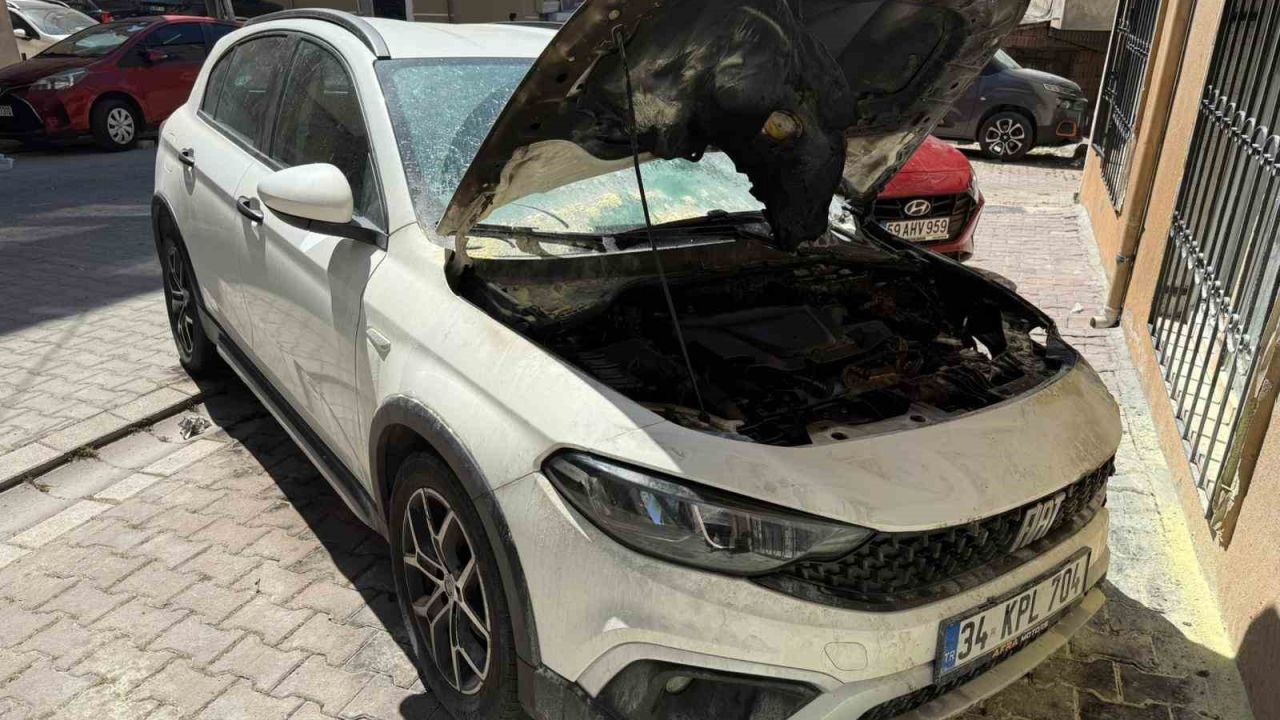 Park halindeki aracı kundakladılar, o anları telefonla kayda aldılar