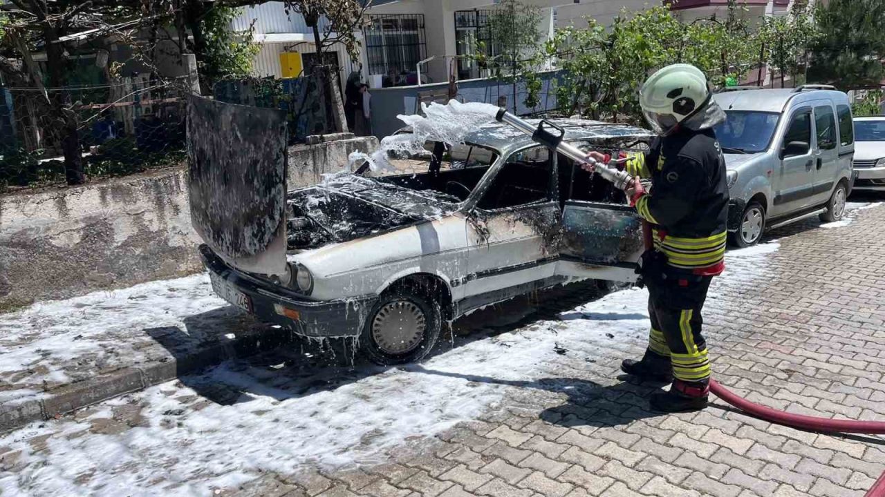 Park halindeki otomobil alevlere teslim oldu