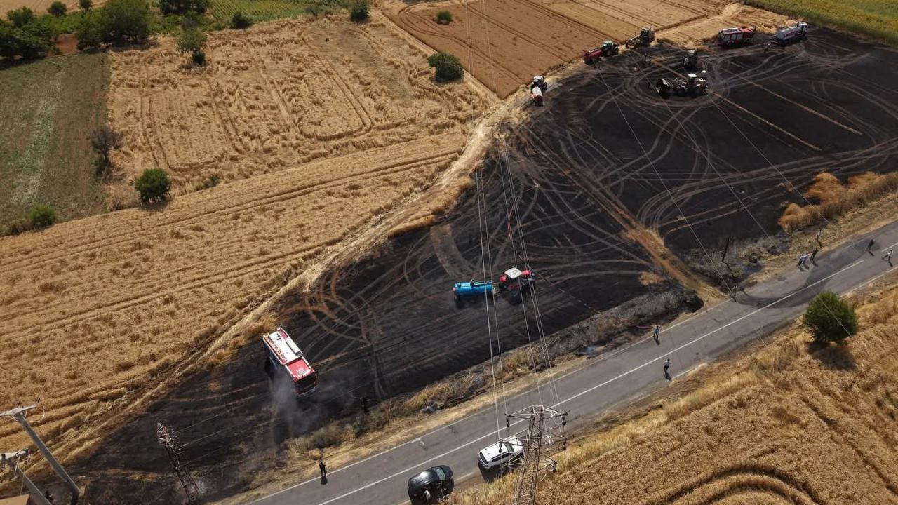 Tekirdağ’da tarım arazisinde çıkan yangın kısa sürede söndürüldü