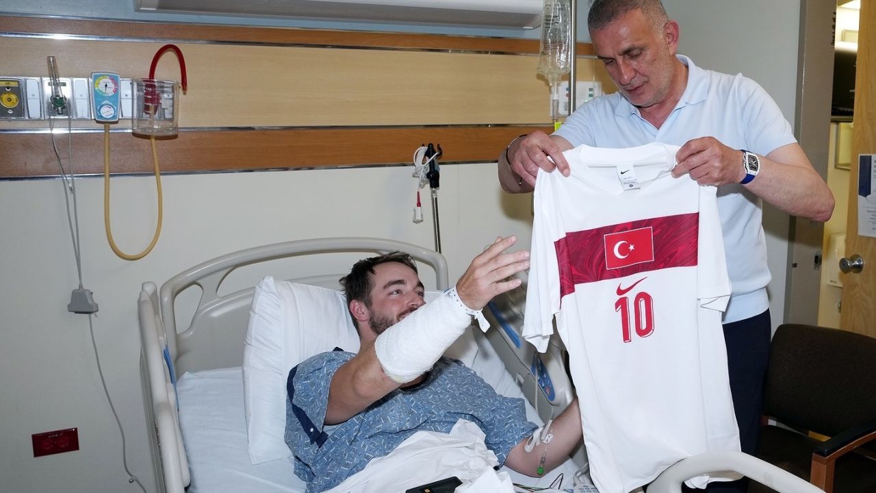 TFF Başkanı Hacıosmanoğlu, kaza geçiren polisi hastanede ziyaret etti