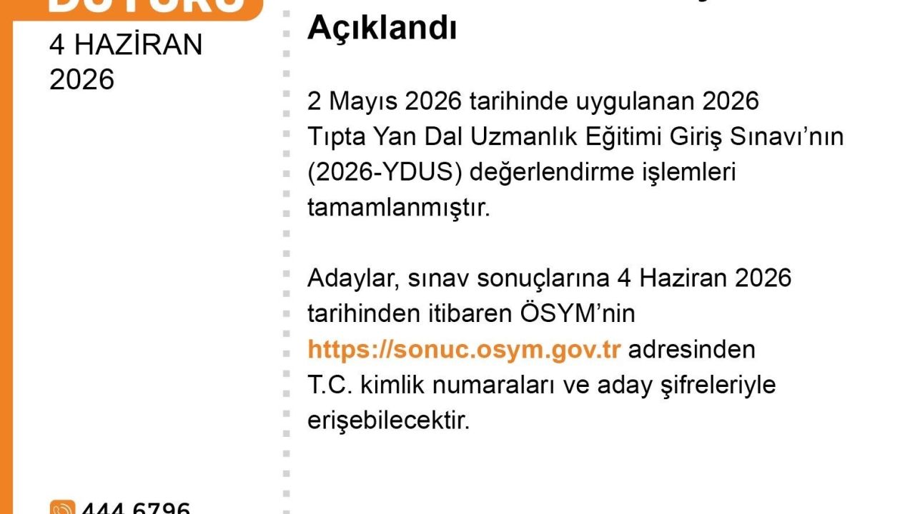 YDUS sonuçları açıklandı