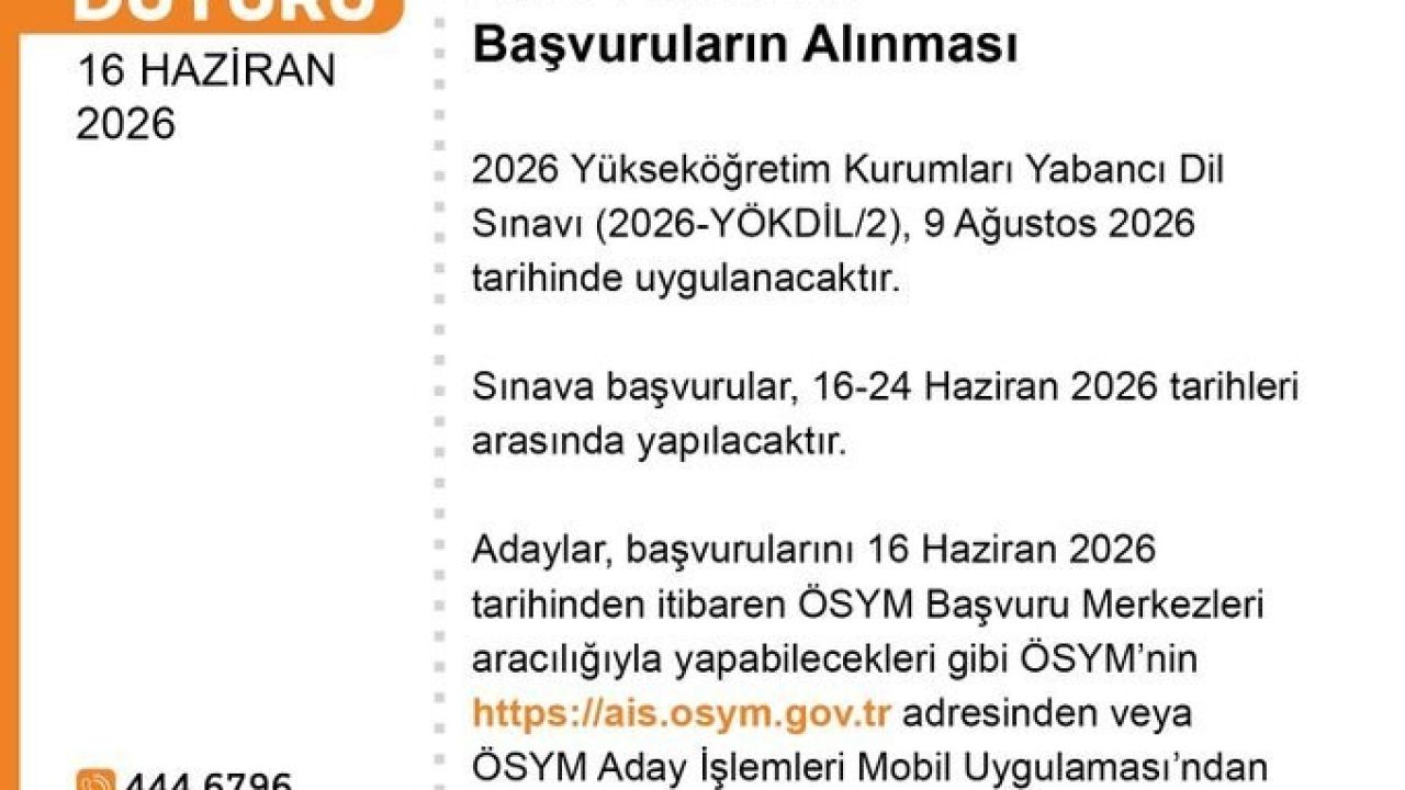 YÖKDİL başvuruları başladı