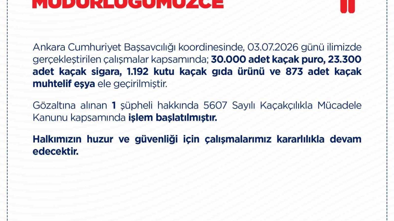 Ankara’da kaçakçılık operasyonu: 30 bin adet kaçak puro ele geçirildi