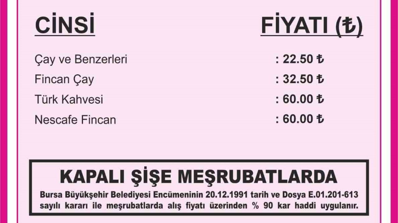 Bursa’da çay ve kahve fiyatlarına yüzde 30 zam