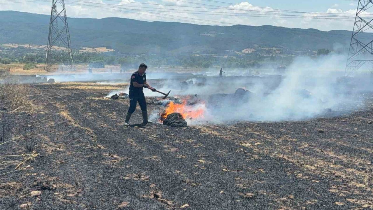 Çan’da tarım arazisinde çıkan yangın söndürüldü