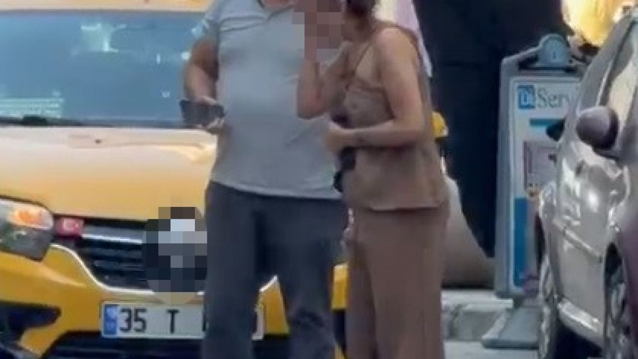 İzmir’de taksici ile vatandaş arasındaki ’güzergah’ kavgası kamerada