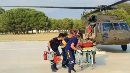 Kayalıklardan düşen doğa yürüyüşçüsü askeri helikopterle kurtarıldı