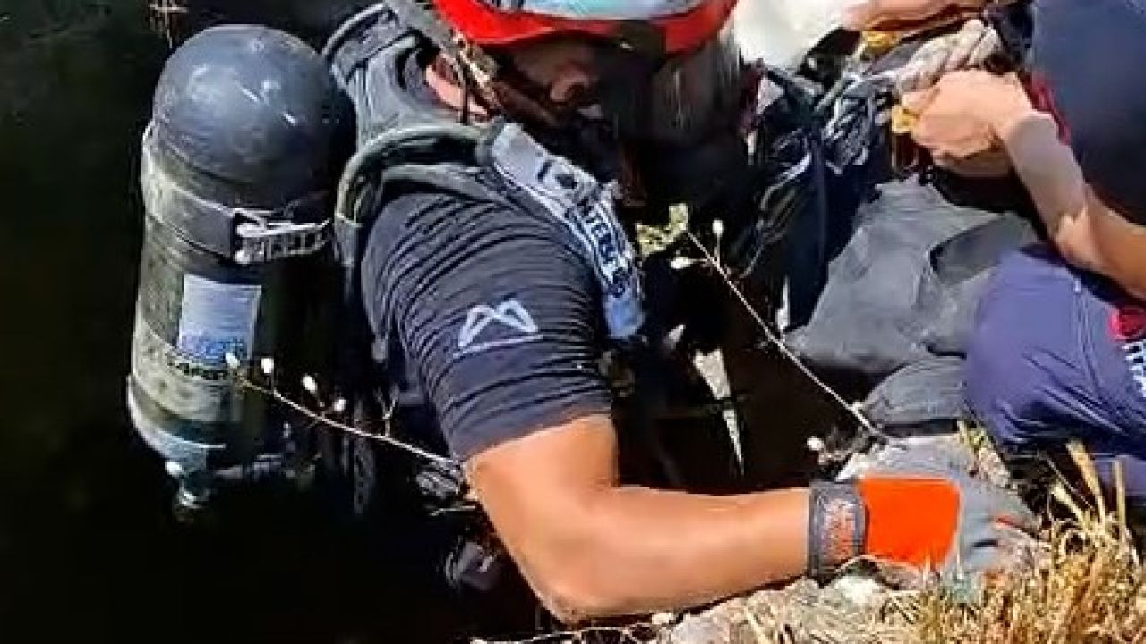 Mersin’de 18 metrelik kuyuya düşen keçi kurtarıldı