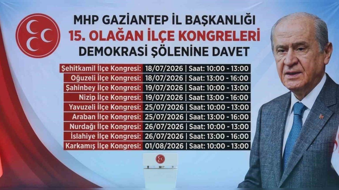 MHP Gaziantep İlçe Teşkilatları 15. Olağan Kongre takvimi açıklandı