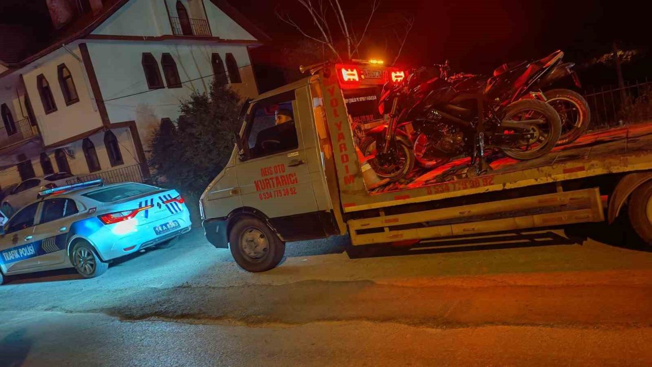 Mudurnu’da kural tanımaz motosikletlilere geçit yok: 2 araç trafikten men edildi